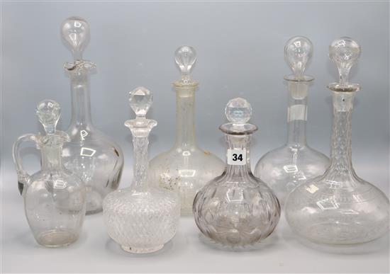 7 cut glass decanters